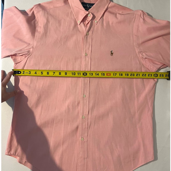 Men's RALPH LAUREN Pink Button Down Long Sleeve Dress Shirt 16 32/33 100% Cotton - Picture 8 of 9